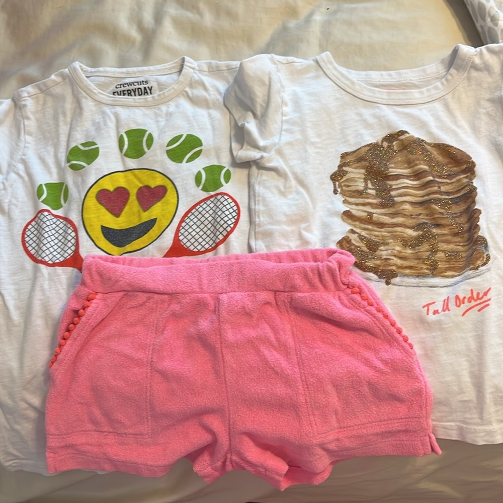 Crewcuts Kids Emoji and Pancake T-Shirts with Pink Shorts